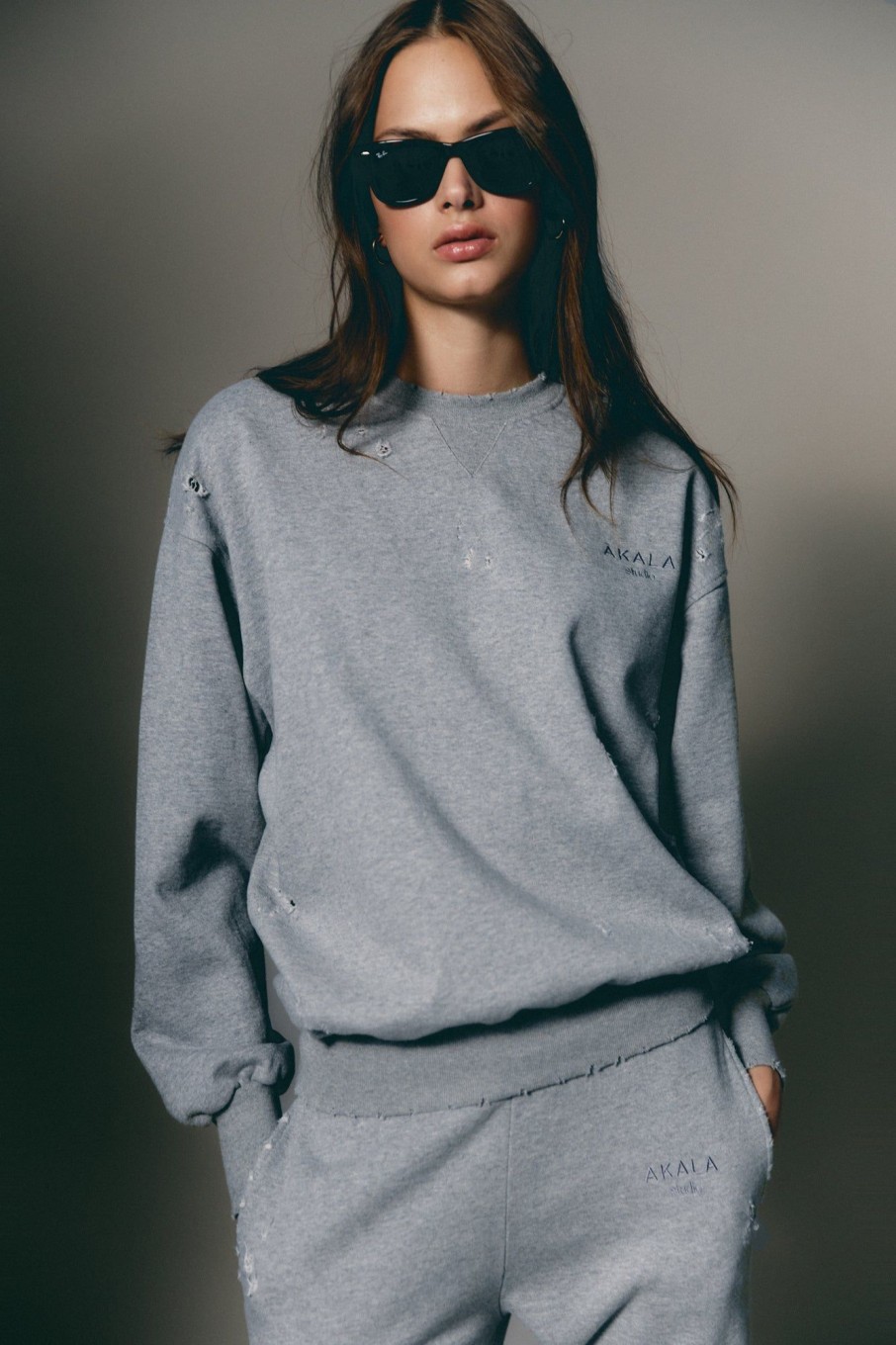 Akala Studio Sweats | Distressed Grey Sweater